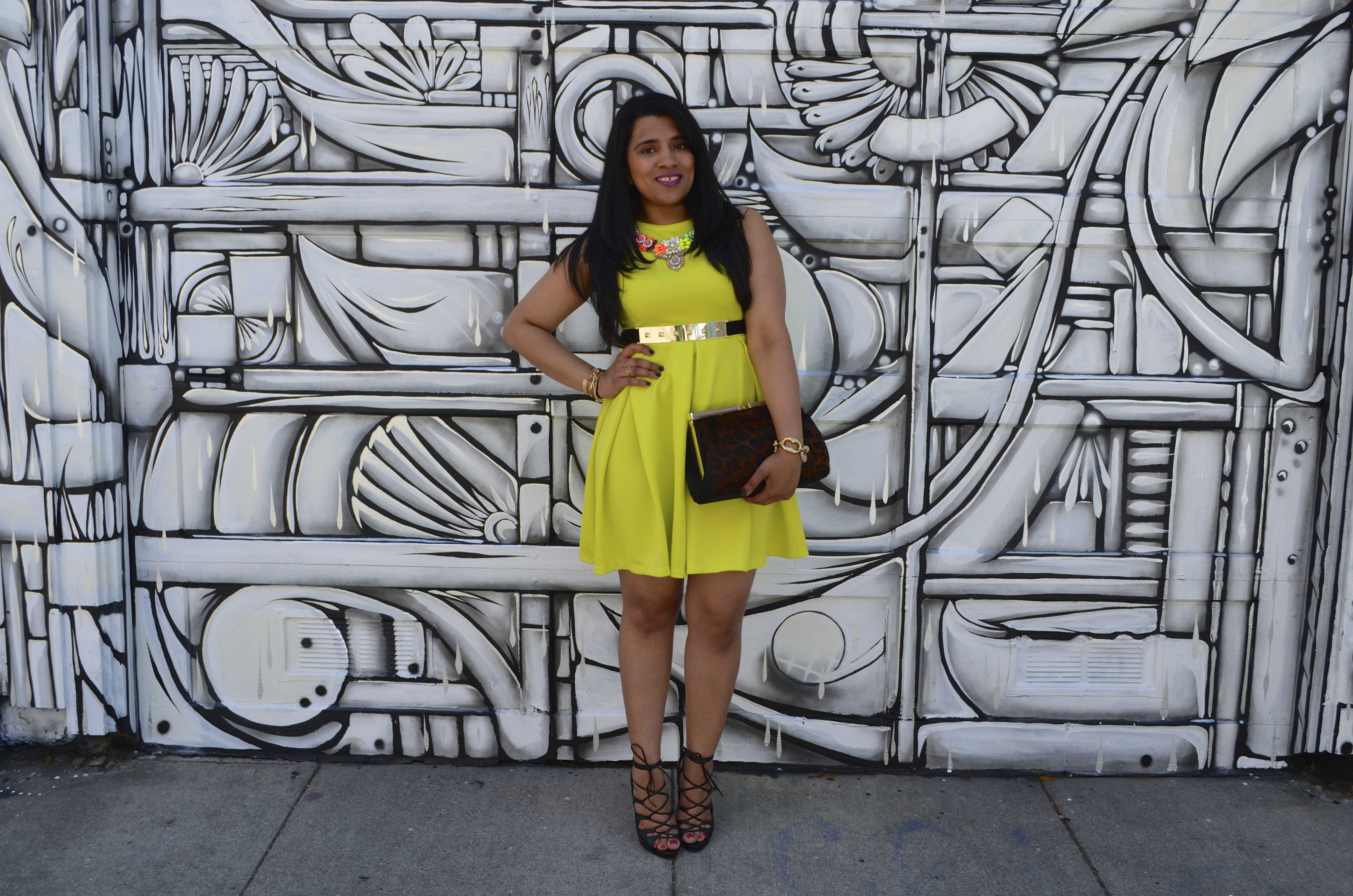 Neon Fit & Flare Dress