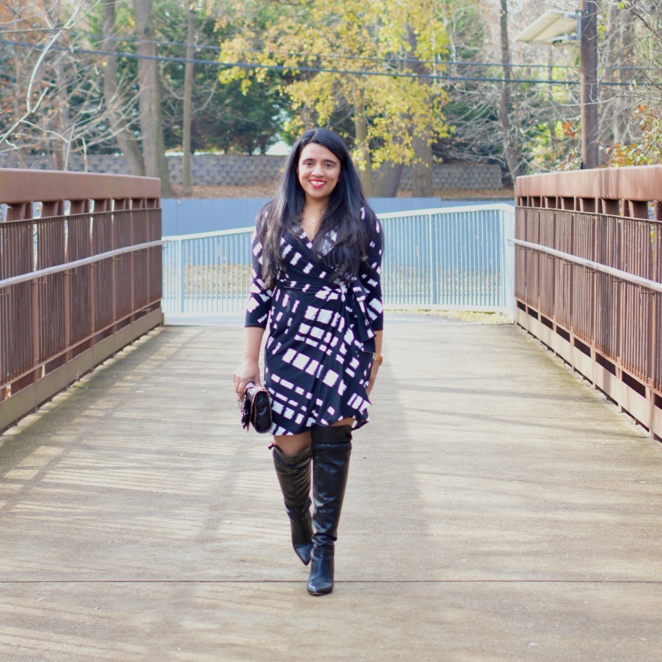 Wrap dress and boots